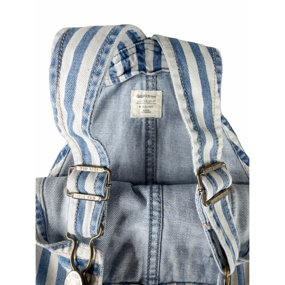 Gap Kids 1969 Blue & White Striped Denim Shortalls Overalls Girls Size Small EUC